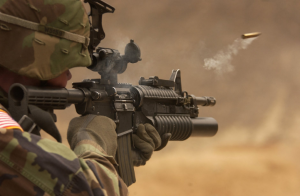 a soldier holding a weapon