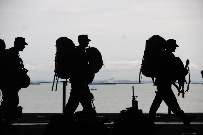 silhouette of soldiers